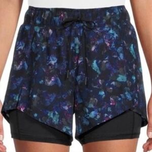 Avia Breathable Running Shorts With Bike Liner Size XL 16-18 Black Multi Colored